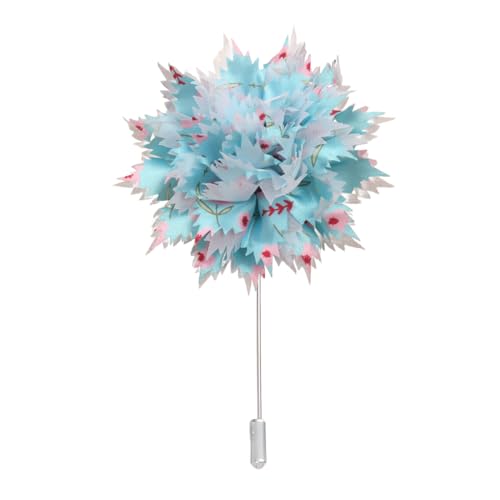 Satinblume Anstecknadel Anstecker Hochzeit Boutonn 10 * 14CM 20/10PCS Camelia Silber Tuch Chiffon Blume Anstecknadel Abzeichen mit Silber Pin Blume Rose Blume Anstecknadel Brosche(Blue) von DUBTEDHOU