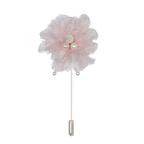 Satinblume Anstecknadel Anstecker Hochzeit Boutonn 10 stücke 7 * 10 CM Silber Satin Blume Anstecknadel Abzeichen Blume Rose Blume/Rose Anstecknadel Brosche Pin & Perle Anhänger(Light Pink) von DUBTEDHOU