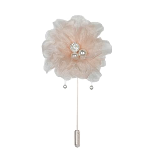 Satinblume Anstecknadel Anstecker Hochzeit Boutonn 10 stücke 7 * 10 CM Silber Satin Blume Anstecknadel Abzeichen Blume Rose Blume/Rose Anstecknadel Brosche Pin & Perle Anhänger(Orange Pink) von DUBTEDHOU