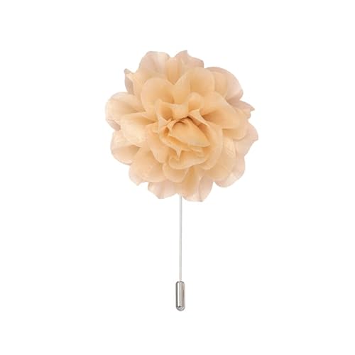 Satinblume Anstecknadel Anstecker Hochzeit Boutonn 11 * 11CM große Blume Silber Satin Blume Anstecknadel Abzeichen Blume Rose Blume/Rose Anstecknadel Brosche Pin(Beige Yellow) von DUBTEDHOU