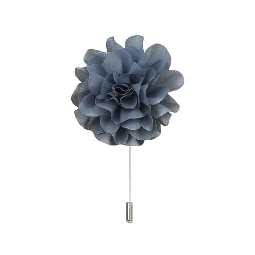 Satinblume Anstecknadel Anstecker Hochzeit Boutonn 11 * 11CM große Blume Silber Satin Blume Anstecknadel Abzeichen Blume Rose Blume/Rose Anstecknadel Brosche Pin(Blue) von DUBTEDHOU