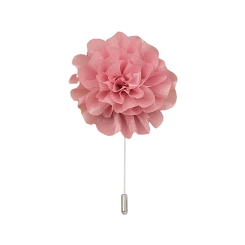 Satinblume Anstecknadel Anstecker Hochzeit Boutonn 11 * 11CM große Blume Silber Satin Blume Anstecknadel Abzeichen Blume Rose Blume/Rose Anstecknadel Brosche Pin(Dusty Pink) von DUBTEDHOU