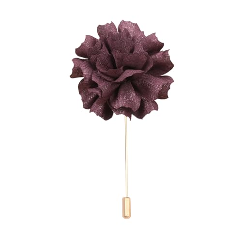 Satinblume Anstecknadel Anstecker Hochzeit Boutonn 11 * 15CM 10/5 STÜCKE Camelia Gold Tuch Baumwolle Blume Anstecknadel Abzeichen Mit Gold Pin Blume Blume Anstecknadel Brosche Pin Frauen(Deep Purple) von DUBTEDHOU