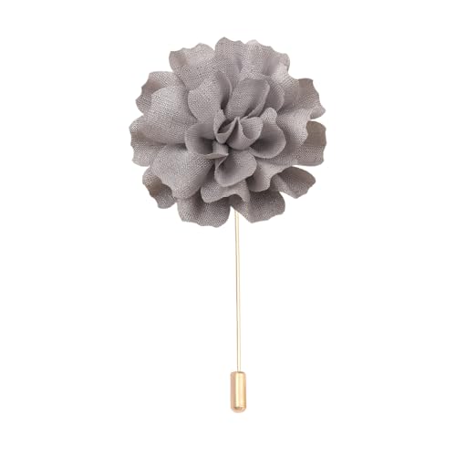 Satinblume Anstecknadel Anstecker Hochzeit Boutonn 11 * 15CM 10/5 STÜCKE Camelia Gold Tuch Baumwolle Blume Anstecknadel Abzeichen Mit Gold Pin Blume Blume Anstecknadel Brosche Pin Frauen(Grey Blue) von DUBTEDHOU