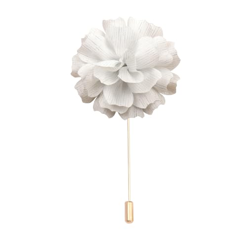 Satinblume Anstecknadel Anstecker Hochzeit Boutonn 11 * 15CM 10/5 STÜCKE Camelia Gold Tuch Baumwolle Blume Anstecknadel Abzeichen Mit Gold Pin Blume Blume Anstecknadel Brosche Pin Frauen(White) von DUBTEDHOU