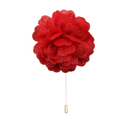 Satinblume Anstecknadel Anstecker Hochzeit Boutonn 11 * 15CM 10/5 STÜCKE Rotgold Tuch Chiffon Blume Anstecknadel Abzeichen Mit Gold Pin Blume Blume Anstecknadel Brosche Pin for Frauen(Big Red) von DUBTEDHOU