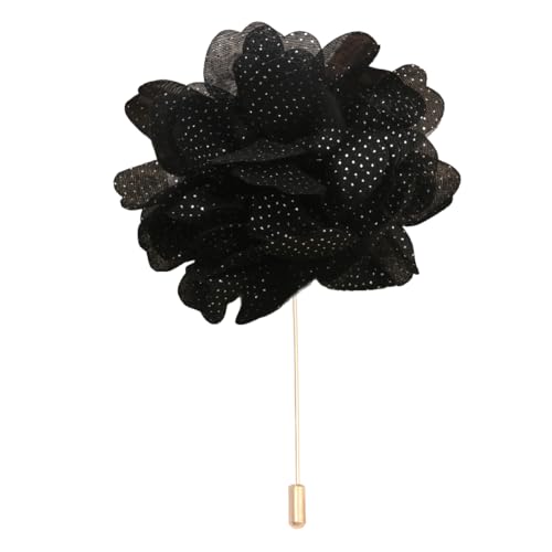Satinblume Anstecknadel Anstecker Hochzeit Boutonn 11 * 15CM 10/5 STÜCKE Rotgold Tuch Chiffon Blume Anstecknadel Abzeichen Mit Gold Pin Blume Blume Anstecknadel Brosche Pin for Frauen(Black) von DUBTEDHOU