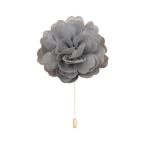 Satinblume Anstecknadel Anstecker Hochzeit Boutonn 11 * 15CM 10/5 STÜCKE Rotgold Tuch Chiffon Blume Anstecknadel Abzeichen Mit Gold Pin Blume Blume Anstecknadel Brosche Pin for Frauen(Gray) von DUBTEDHOU