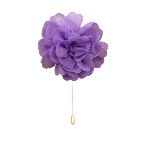 Satinblume Anstecknadel Anstecker Hochzeit Boutonn 11 * 15CM 10/5 STÜCKE Rotgold Tuch Chiffon Blume Anstecknadel Abzeichen Mit Gold Pin Blume Blume Anstecknadel Brosche Pin for Frauen(Purple) von DUBTEDHOU