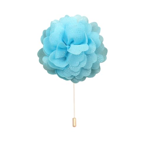 Satinblume Anstecknadel Anstecker Hochzeit Boutonn 11 * 15CM 10/5 STÜCKE Rotgold Tuch Chiffon Blume Anstecknadel Abzeichen Mit Gold Pin Blume Blume Anstecknadel Brosche Pin for Frauen(Sky Blue) von DUBTEDHOU