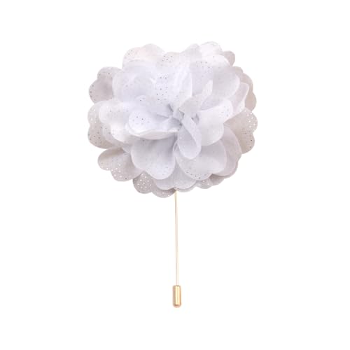 Satinblume Anstecknadel Anstecker Hochzeit Boutonn 11 * 15CM 10/5 STÜCKE Rotgold Tuch Chiffon Blume Anstecknadel Abzeichen Mit Gold Pin Blume Blume Anstecknadel Brosche Pin for Frauen(White) von DUBTEDHOU