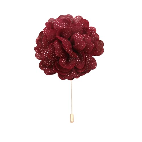 Satinblume Anstecknadel Anstecker Hochzeit Boutonn 11 * 15CM 10/5 STÜCKE Rotgold Tuch Chiffon Blume Anstecknadel Abzeichen Mit Gold Pin Blume Blume Anstecknadel Brosche Pin for Frauen(Wine Red) von DUBTEDHOU