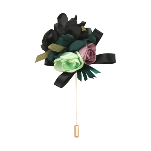 Satinblume Anstecknadel Anstecker Hochzeit Boutonn 11 * 15CM 50/25PCS Rose Gold Stoff Baumwolle Blume Anstecknadel Abzeichen Mit Gold Pin Blume Blume Anstecknadel Brosche Pin Pin(Black) von DUBTEDHOU