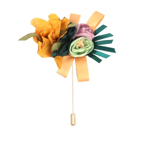Satinblume Anstecknadel Anstecker Hochzeit Boutonn 11 * 15CM 50/25PCS Rose Gold Stoff Baumwolle Blume Anstecknadel Abzeichen Mit Gold Pin Blume Blume Anstecknadel Brosche Pin Pin(Yellow) von DUBTEDHOU