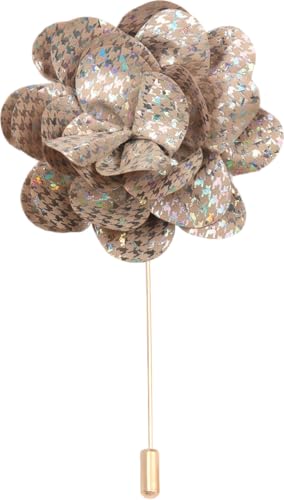 Satinblume Anstecknadel Anstecker Hochzeit Boutonn 11 * 15CM 50/30 STÜCK Glänzende Kamelie Gold Stoff Baumwolle Blume Anstecknadel Abzeichen Mit Gold Pin Blume Blume Anstecknadel Brosche Pin(Khaki) von DUBTEDHOU