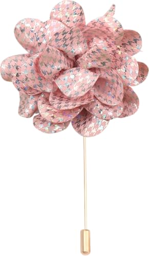 Satinblume Anstecknadel Anstecker Hochzeit Boutonn 11 * 15CM 50/30 STÜCK Glänzende Kamelie Gold Stoff Baumwolle Blume Anstecknadel Abzeichen Mit Gold Pin Blume Blume Anstecknadel Brosche Pin(Pink) von DUBTEDHOU