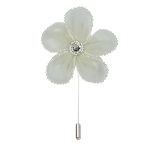 Satinblume Anstecknadel Anstecker Hochzeit Boutonn 15/30 STÜCKE 10 * 11 CM Strass Perle Silber Satin Blume Anstecknadel Abzeichen Blume Rose Blume/Rose Anstecknadel Brosche Pin(Apricot) von DUBTEDHOU
