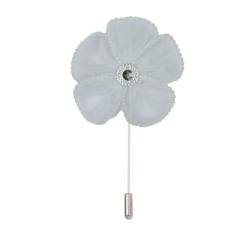 Satinblume Anstecknadel Anstecker Hochzeit Boutonn 15/30 STÜCKE 10 * 11 CM Strass Perle Silber Satin Blume Anstecknadel Abzeichen Blume Rose Blume/Rose Anstecknadel Brosche Pin(Blue green) von DUBTEDHOU