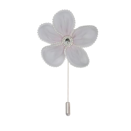 Satinblume Anstecknadel Anstecker Hochzeit Boutonn 15/30 STÜCKE 10 * 11 CM Strass Perle Silber Satin Blume Anstecknadel Abzeichen Blume Rose Blume/Rose Anstecknadel Brosche Pin(Light pink) von DUBTEDHOU