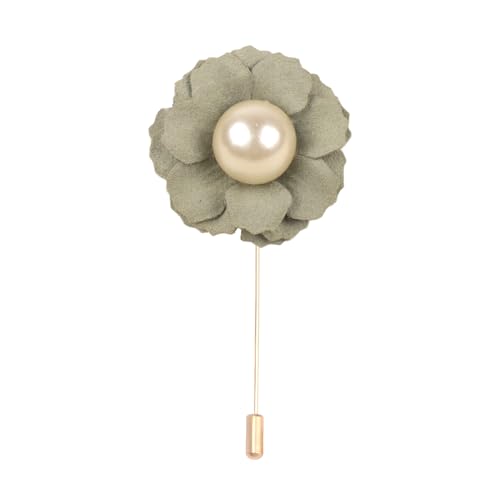 Satinblume Anstecknadel Anstecker Hochzeit Boutonn 3 * 5 cm 50/30 Stück Perlen-Gold-Stoff-Baumwoll-Blumen-Anstecknadel mit Gold-Anstecknadel Blume Anstecknadel Brosche for Frauen(Bean Green) von DUBTEDHOU