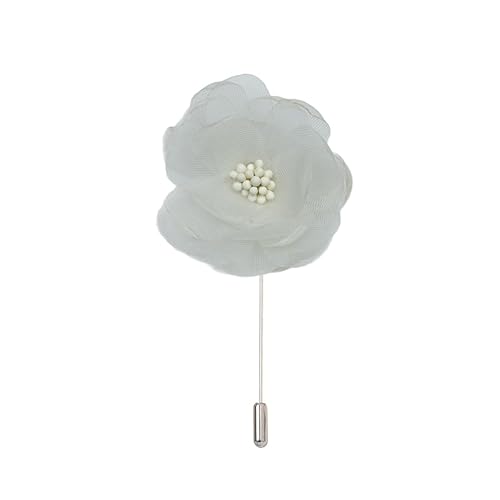 Satinblume Anstecknadel Anstecker Hochzeit Boutonn 4,5 * 9CM 10/20PCS Chiffon Gaze Silber Satin Blume Anstecknadel Abzeichen Blume Rose Blume/Rose Anstecknadel Brosche Pin(Apricot color) von DUBTEDHOU