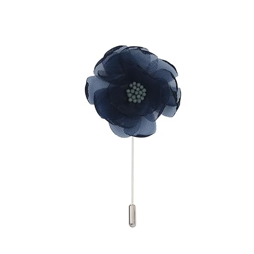 Satinblume Anstecknadel Anstecker Hochzeit Boutonn 4,5 * 9CM 10/20PCS Chiffon Gaze Silber Satin Blume Anstecknadel Abzeichen Blume Rose Blume/Rose Anstecknadel Brosche Pin(Blue) von DUBTEDHOU