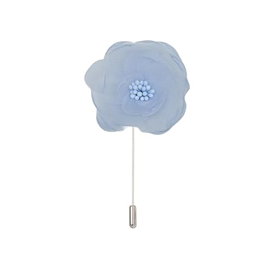 Satinblume Anstecknadel Anstecker Hochzeit Boutonn 4,5 * 9CM 10/20PCS Chiffon Gaze Silber Satin Blume Anstecknadel Abzeichen Blume Rose Blume/Rose Anstecknadel Brosche Pin(Light blue) von DUBTEDHOU
