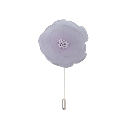 DUBTEDHOU Satinblume Anstecknadel Anstecker Hochzeit Boutonn 4,5 * 9CM 10/20PCS Chiffon Gaze Silber Satin Blume Anstecknadel Abzeichen Blume Rose Blume/Rose Anstecknadel Brosche Pin(Purple) von DUBTEDHOU