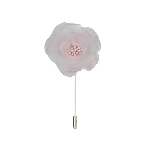 Satinblume Anstecknadel Anstecker Hochzeit Boutonn 4,5 * 9CM 10/20PCS Chiffon Gaze Silber Satin Blume Anstecknadel Abzeichen Blume Rose Blume/Rose Anstecknadel Brosche Pin(Snow bud color) von DUBTEDHOU