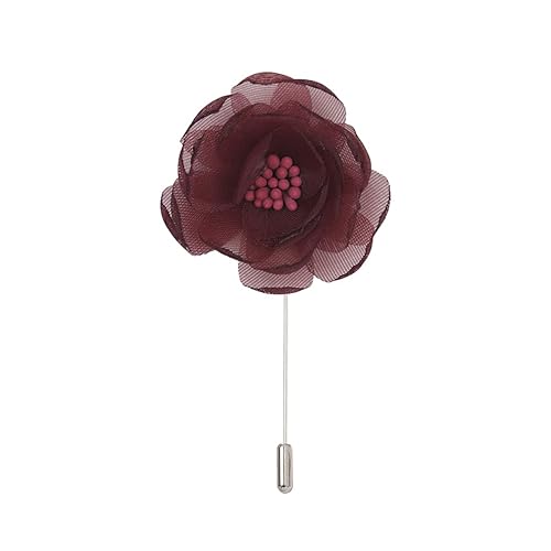 Satinblume Anstecknadel Anstecker Hochzeit Boutonn 4,5 * 9CM 10/20PCS Chiffon Gaze Silber Satin Blume Anstecknadel Abzeichen Blume Rose Blume/Rose Anstecknadel Brosche Pin(Wine Red) von DUBTEDHOU