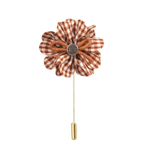 Satinblume Anstecknadel Anstecker Hochzeit Boutonn 4 * 6CM 50/30PCS Daisy Gold Tuch Baumwolle Blume Anstecknadel Abzeichen mit Gold Pin Blume Blume Anstecknadel Brosche Pin for Frauen(Khaki) von DUBTEDHOU