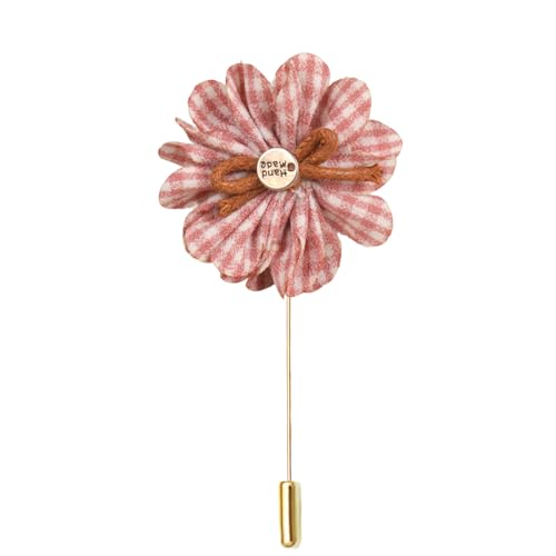 Satinblume Anstecknadel Anstecker Hochzeit Boutonn 4 * 6CM 50/30PCS Daisy Gold Tuch Baumwolle Blume Anstecknadel Abzeichen mit Gold Pin Blume Blume Anstecknadel Brosche Pin for Frauen(Pink) von DUBTEDHOU