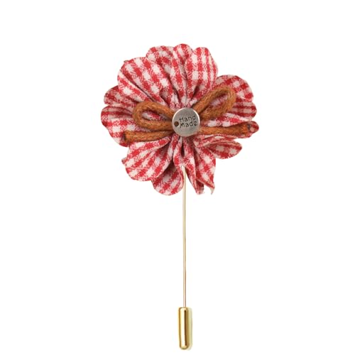 Satinblume Anstecknadel Anstecker Hochzeit Boutonn 4 * 6CM 50/30PCS Daisy Gold Tuch Baumwolle Blume Anstecknadel Abzeichen mit Gold Pin Blume Blume Anstecknadel Brosche Pin for Frauen(Wine Red) von DUBTEDHOU