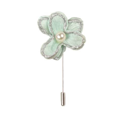 Satinblume Anstecknadel Anstecker Hochzeit Boutonn 4 * 6CM 50/30PCS Perle Gold Tuch Chiffon Blume Anstecknadel Abzeichen mit Gold Pin Blume Blume Anstecknadel Brosche Pin for Frauen(Green) von DUBTEDHOU