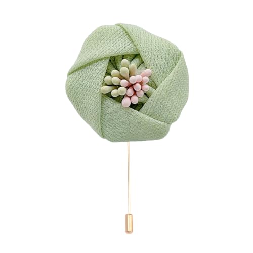Satinblume Anstecknadel Anstecker Hochzeit Boutonn 4 * 6CM 6/10PCS Blumenkern Gold Stoff Baumwolle Blume Anstecknadel Abzeichen mit Gold Pin Blume Blume Anstecknadel Brosche Pin(Green) von DUBTEDHOU