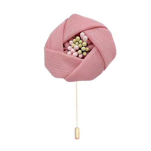 Satinblume Anstecknadel Anstecker Hochzeit Boutonn 4 * 6CM 6/10PCS Blumenkern Gold Stoff Baumwolle Blume Anstecknadel Abzeichen mit Gold Pin Blume Blume Anstecknadel Brosche Pin(Pink) von DUBTEDHOU
