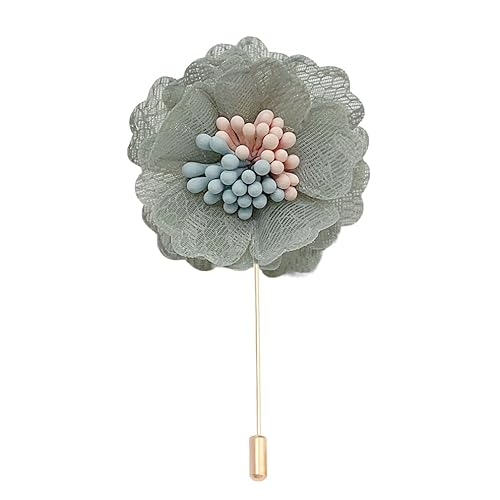Satinblume Anstecknadel Anstecker Hochzeit Boutonn 4 * 6CM 6/10PCS Spitze Blumen Gold Tuch Chiffon Blume Anstecknadel Abzeichen Mit Gold Pin Blume Blume Anstecknadel Brosche Pin(Bean green) von DUBTEDHOU