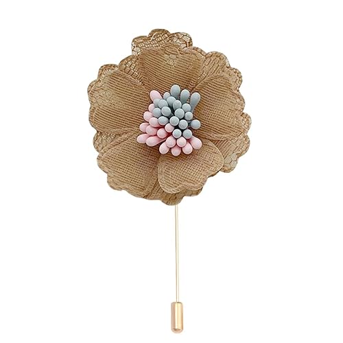 Satinblume Anstecknadel Anstecker Hochzeit Boutonn 4 * 6CM 6/10PCS Spitze Blumen Gold Tuch Chiffon Blume Anstecknadel Abzeichen Mit Gold Pin Blume Blume Anstecknadel Brosche Pin(Coffee color) von DUBTEDHOU