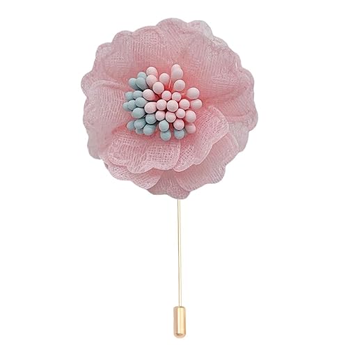 Satinblume Anstecknadel Anstecker Hochzeit Boutonn 4 * 6CM 6/10PCS Spitze Blumen Gold Tuch Chiffon Blume Anstecknadel Abzeichen Mit Gold Pin Blume Blume Anstecknadel Brosche Pin(Pink) von DUBTEDHOU