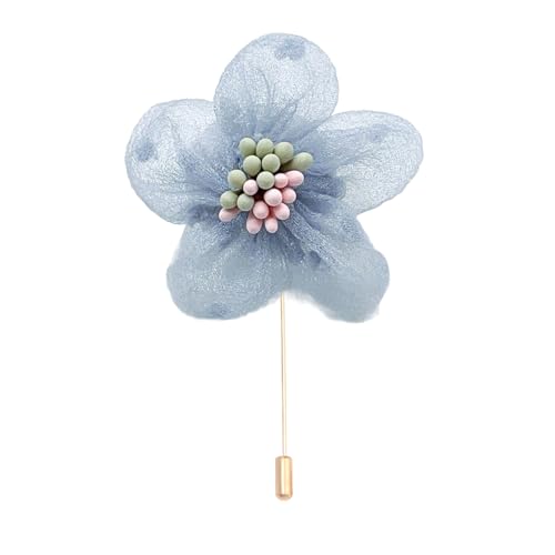 Satinblume Anstecknadel Anstecker Hochzeit Boutonn 4 * 6CM 6/10PCS Zweifarbiger Kern Goldstoff Chiffon Blume Anstecknadel Abzeichen Mit Gold Pin Blume Blume Anstecknadel Brosche Pin(Grey) von DUBTEDHOU