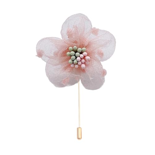 Satinblume Anstecknadel Anstecker Hochzeit Boutonn 4 * 6CM 6/10PCS Zweifarbiger Kern Goldstoff Chiffon Blume Anstecknadel Abzeichen Mit Gold Pin Blume Blume Anstecknadel Brosche Pin(Orange pink) von DUBTEDHOU