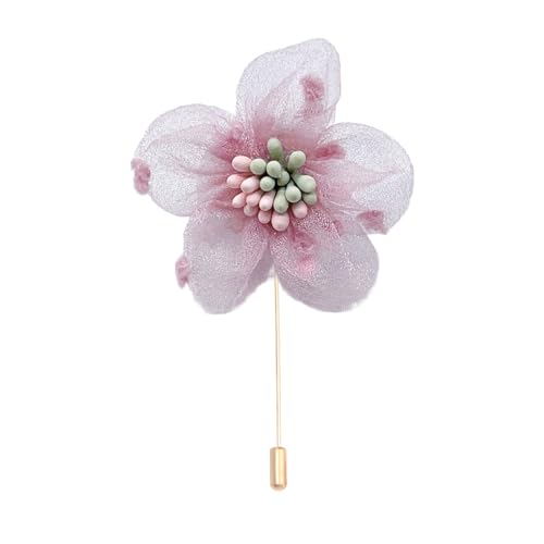 Satinblume Anstecknadel Anstecker Hochzeit Boutonn 4 * 6CM 6/10PCS Zweifarbiger Kern Goldstoff Chiffon Blume Anstecknadel Abzeichen Mit Gold Pin Blume Blume Anstecknadel Brosche Pin(Pink) von DUBTEDHOU
