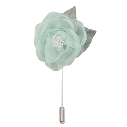 Satinblume Anstecknadel Anstecker Hochzeit Boutonn 4 * 9 cm 3/6 STÜCKE Himmelblau Silber Satin Blume Anstecknadel Abzeichen Blume Rose Blume/Rose Anstecknadel Brosche Pin(Light green) von DUBTEDHOU