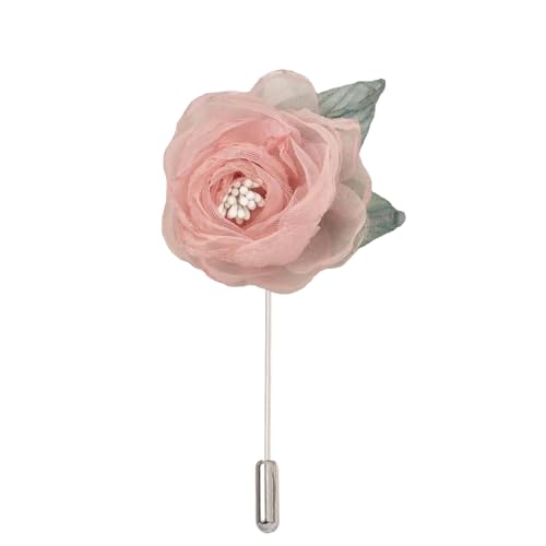 Satinblume Anstecknadel Anstecker Hochzeit Boutonn 4 * 9 cm 3/6 STÜCKE Himmelblau Silber Satin Blume Anstecknadel Abzeichen Blume Rose Blume/Rose Anstecknadel Brosche Pin(Pink) von DUBTEDHOU