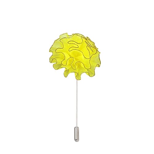 Satinblume Anstecknadel Anstecker Hochzeit Boutonn 5 * 10 cm 10/20 STÜCKE Nelke Chiffon Silber Satin Blume Anstecknadel Abzeichen Blume Rose Blume/Rose Anstecknadel Brosche Pin(Lemon Yellow) von DUBTEDHOU