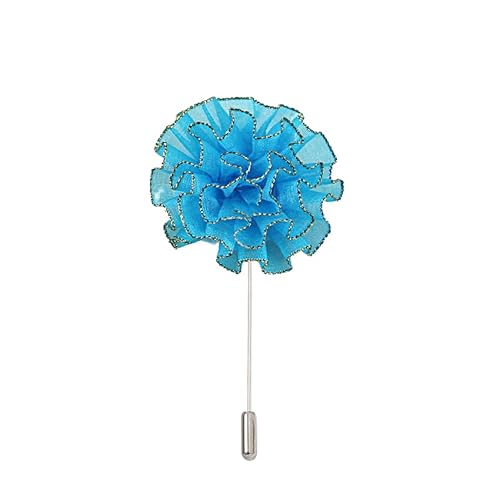 Satinblume Anstecknadel Anstecker Hochzeit Boutonn 5 * 10 cm 10/20 STÜCKE Nelke Chiffon Silber Satin Blume Anstecknadel Abzeichen Blume Rose Blume/Rose Anstecknadel Brosche Pin(Light Blue) von DUBTEDHOU
