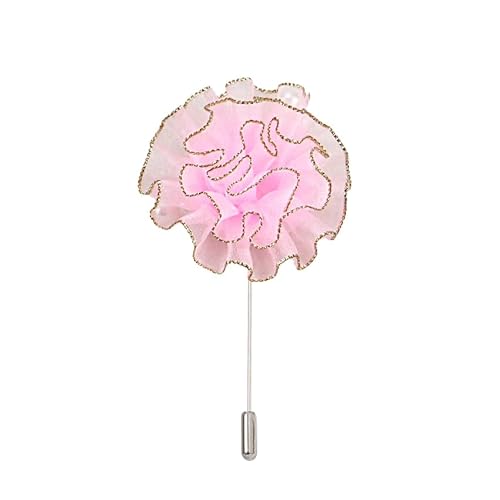 Satinblume Anstecknadel Anstecker Hochzeit Boutonn 5 * 10 cm 10/20 STÜCKE Nelke Chiffon Silber Satin Blume Anstecknadel Abzeichen Blume Rose Blume/Rose Anstecknadel Brosche Pin(Pink) von DUBTEDHOU