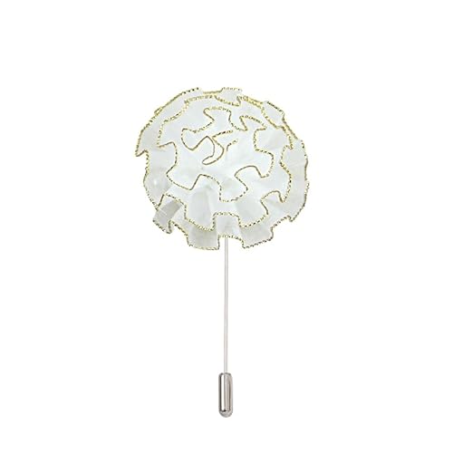 Satinblume Anstecknadel Anstecker Hochzeit Boutonn 5 * 10 cm 10/20 STÜCKE Nelke Chiffon Silber Satin Blume Anstecknadel Abzeichen Blume Rose Blume/Rose Anstecknadel Brosche Pin(White) von DUBTEDHOU