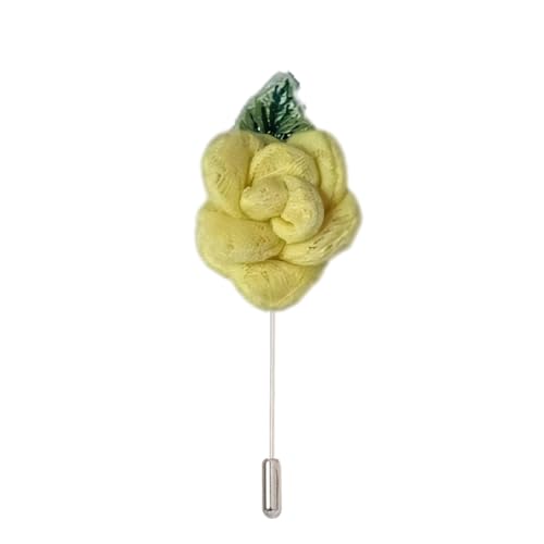 Satinblume Anstecknadel Anstecker Hochzeit Boutonn 5 * 10 cm 10/20 Stück Baumwollblume Bubble Flower Silber Satin Blume Anstecknadel Anstecker Blume Rose Blume/Rose Anstecknadel Brosche Pin(Yellow) von DUBTEDHOU