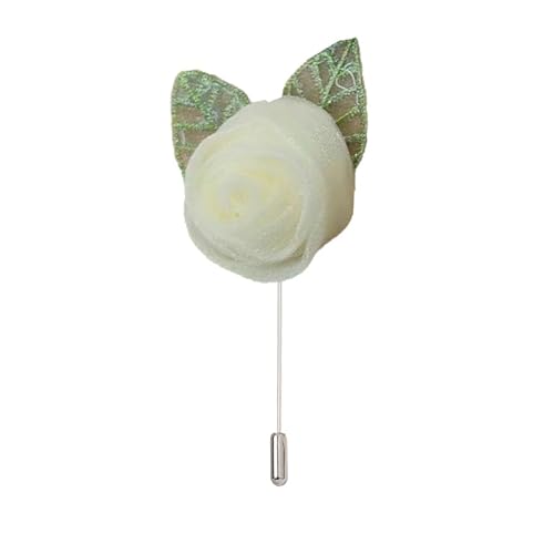 Satinblume Anstecknadel Anstecker Hochzeit Boutonn 5 * 10 cm 5/10 Stück Silber Chiffon Satin Blume Anstecknadel Abzeichen Blume Rose Blume/Rose Anstecknadel Brosche Pin(Beige) von DUBTEDHOU